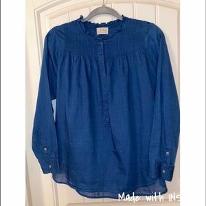 J CREW Pleated Bib Ruffle Top